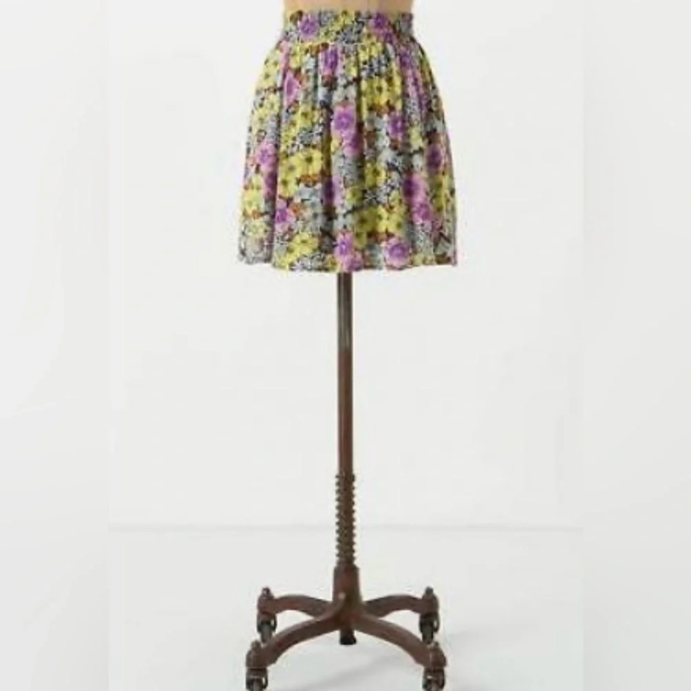 ANTHROPOLOGIE Leifnotes Floral Mini Skirt A-Line Bohemian Size 6